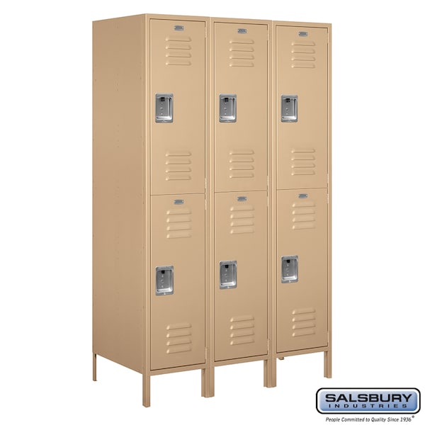 Salsbury Industries 2 Tier Metal Locker, 54"Wx78"Hx21"D, 6 Door, Tan, Unassembled 18-52361TN-U - main